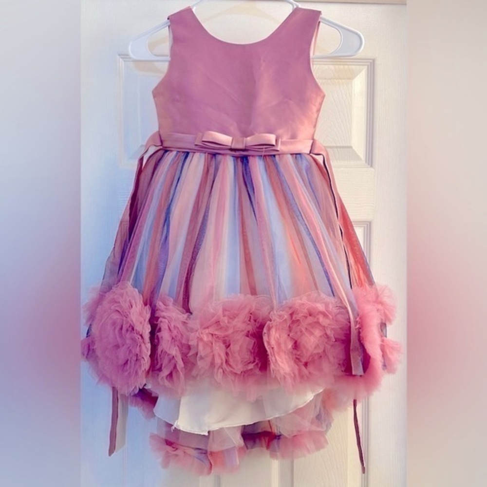 Pink and Purple Tulle Dress with Bow